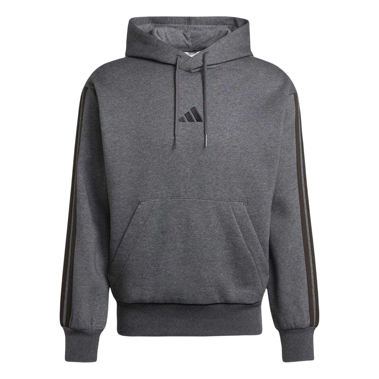 Adidas Mens Essentials 3 Stripes Fleece Logo Hoodie