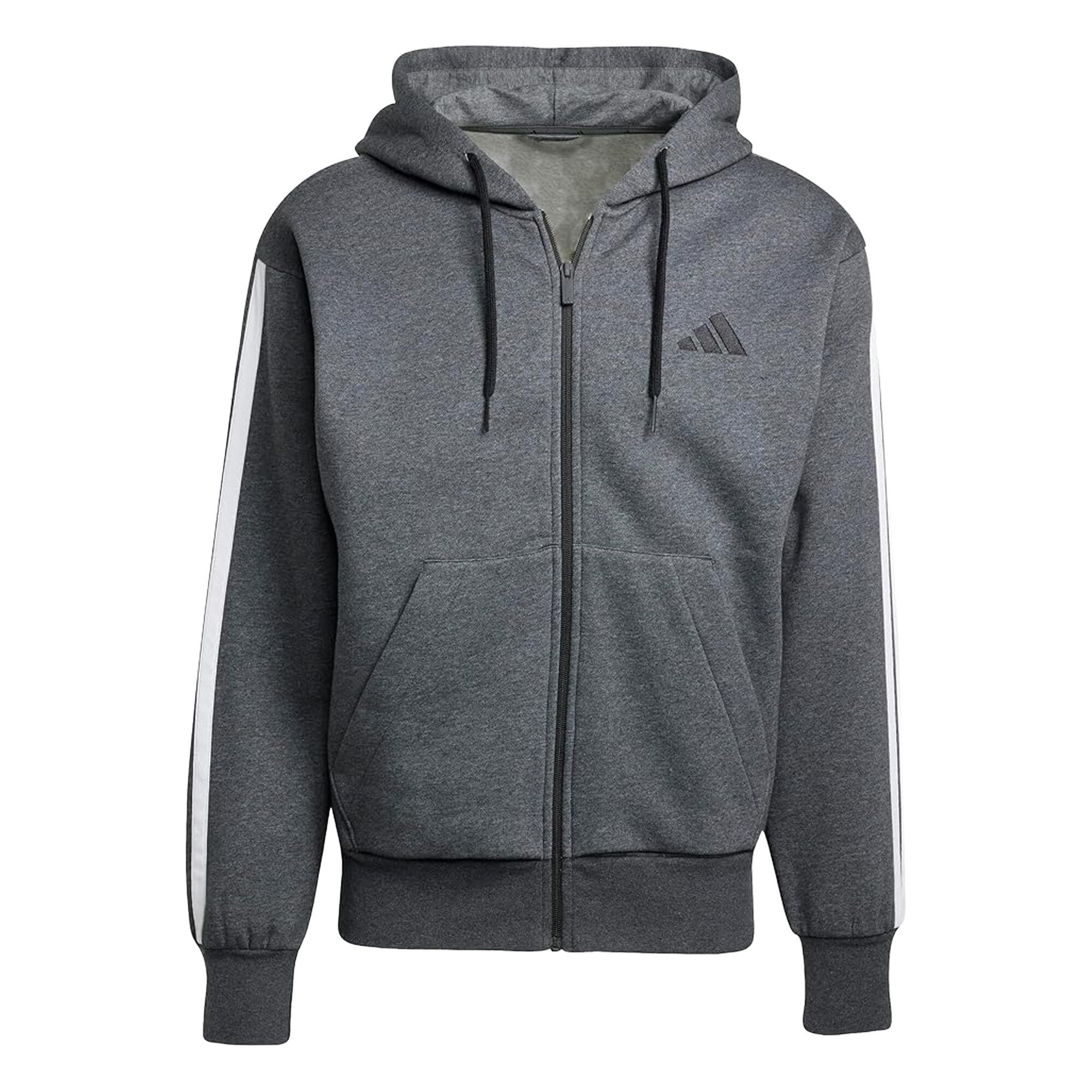 Adidas Mens 3S Cotton Blend Full Zip Hoodie
