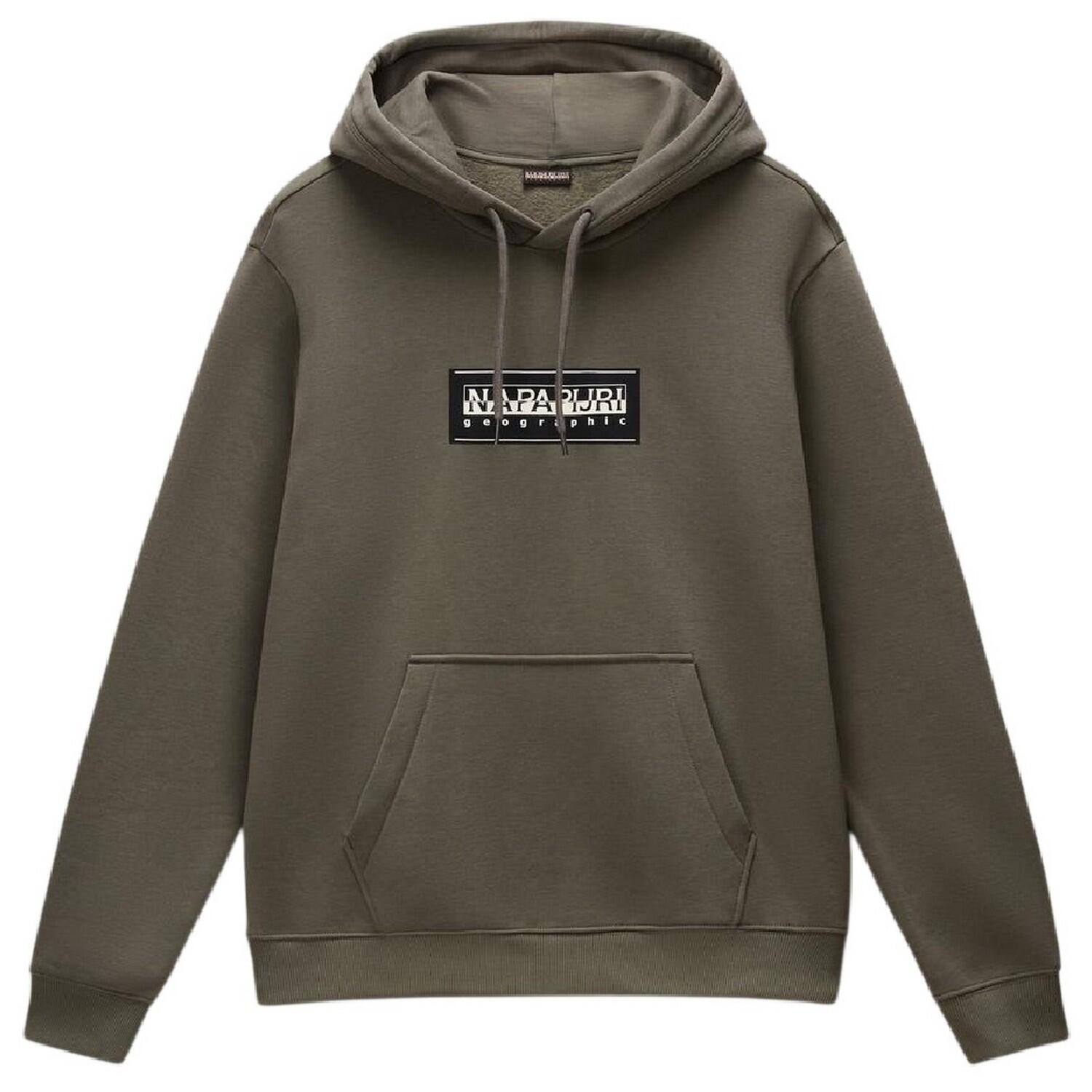 Napapijri Mens Box Logo Cotton Loose Fit Hoodie