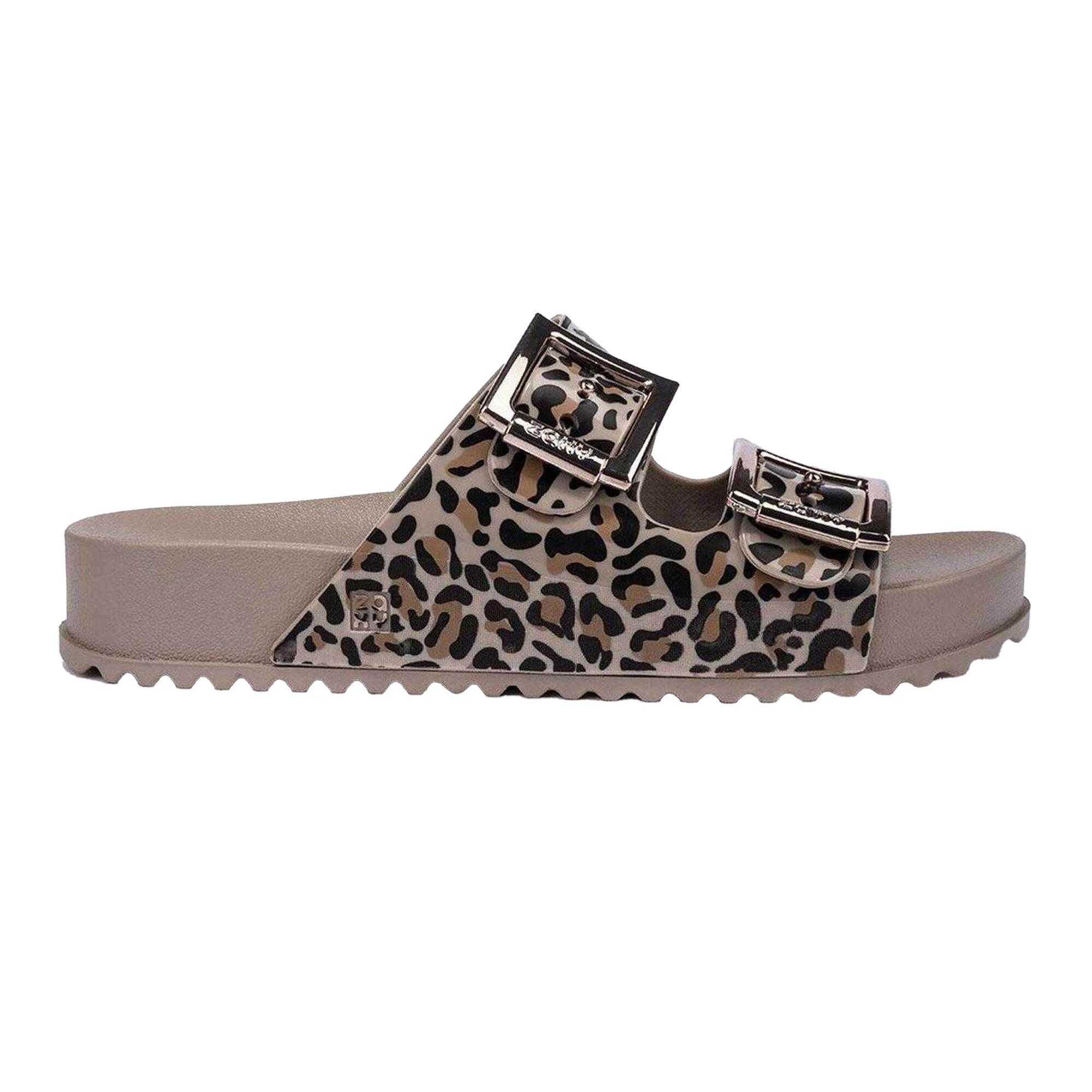 Zaxy Womens/Ladies Leopard Print Double Buckle Sliders
