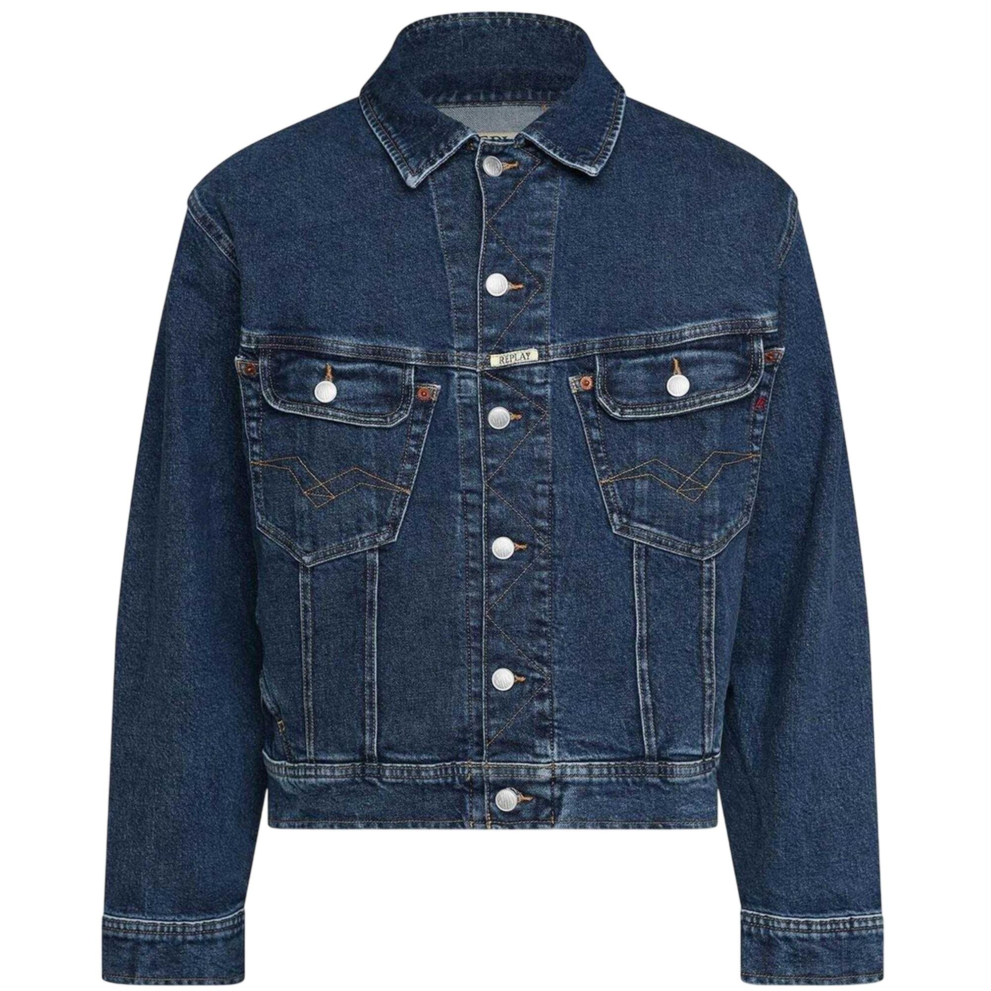 Replay Mens Embroidered Logo Comfort Denim Jacket