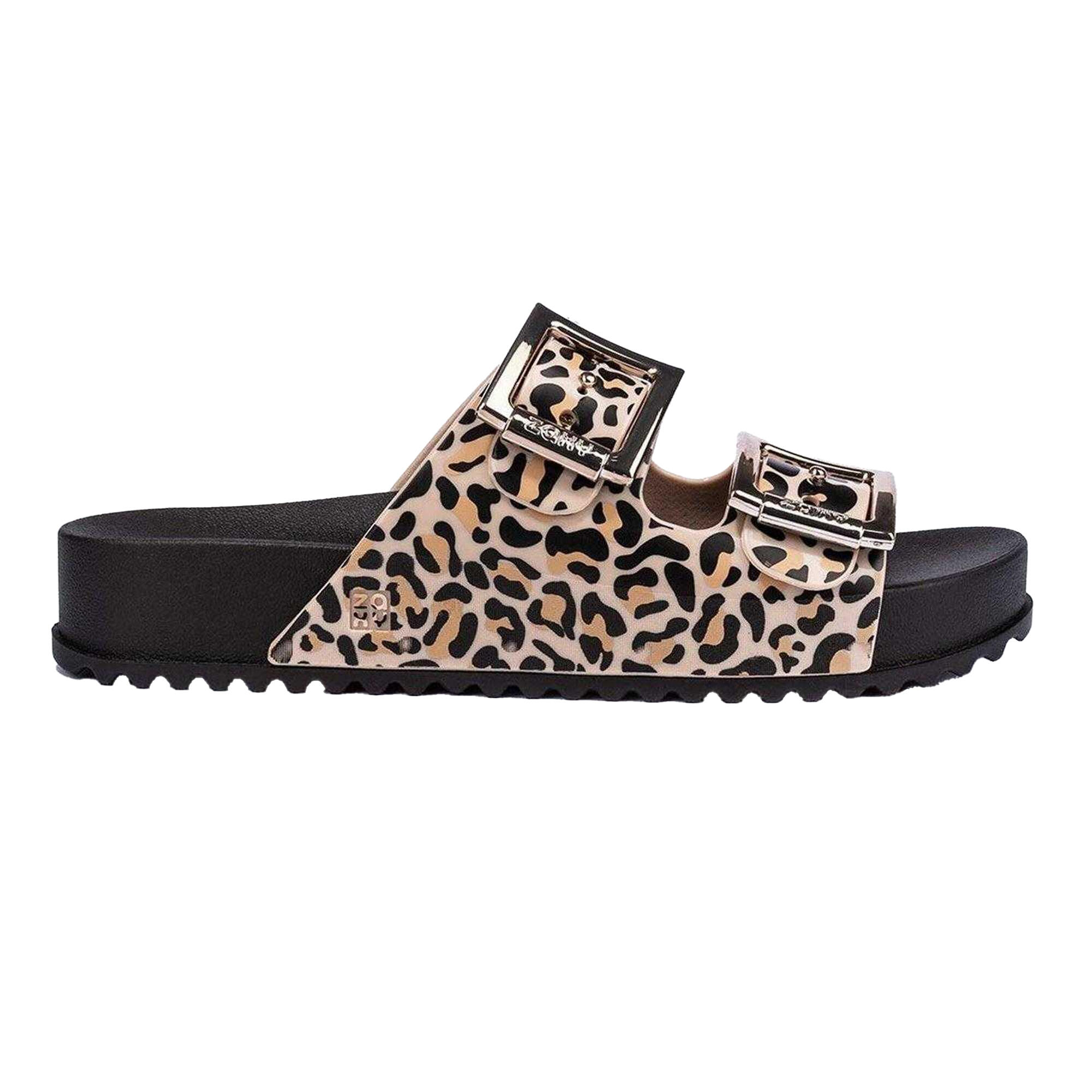 Zaxy Womens/Ladies Leopard Print Double Buckle Sliders