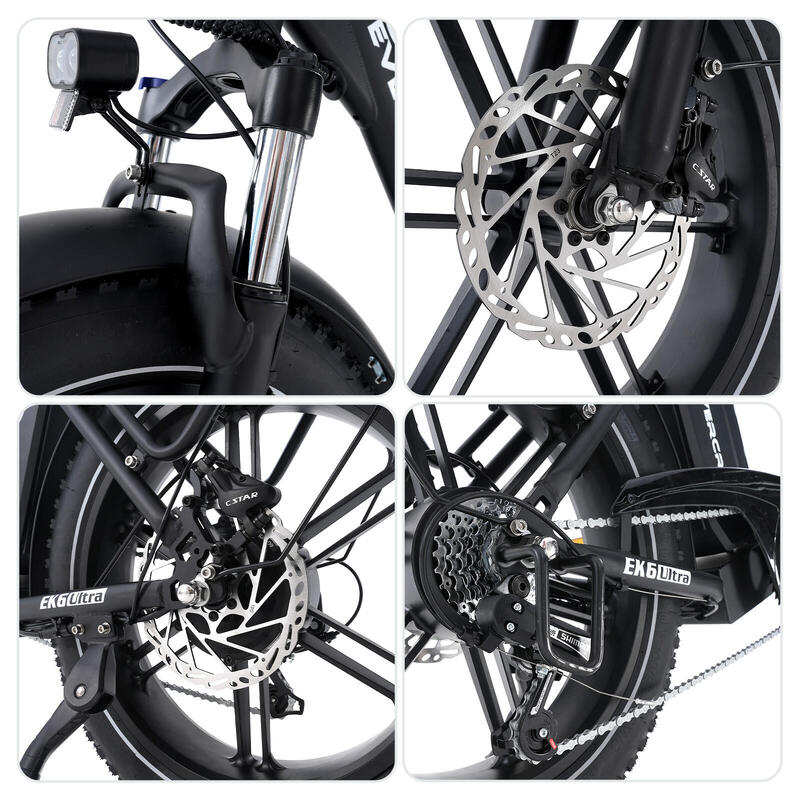 Bicicletă Electrică EK6 Ultra-Senzor de cuplu-20x4.0 Fat Tires-Baterie 864Wh