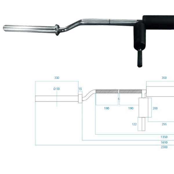 Olympische SZ-Langhantel 2300 mm GOL320 + Lock Jaw Verschlüsse SCHWARZ – HMS 7/7