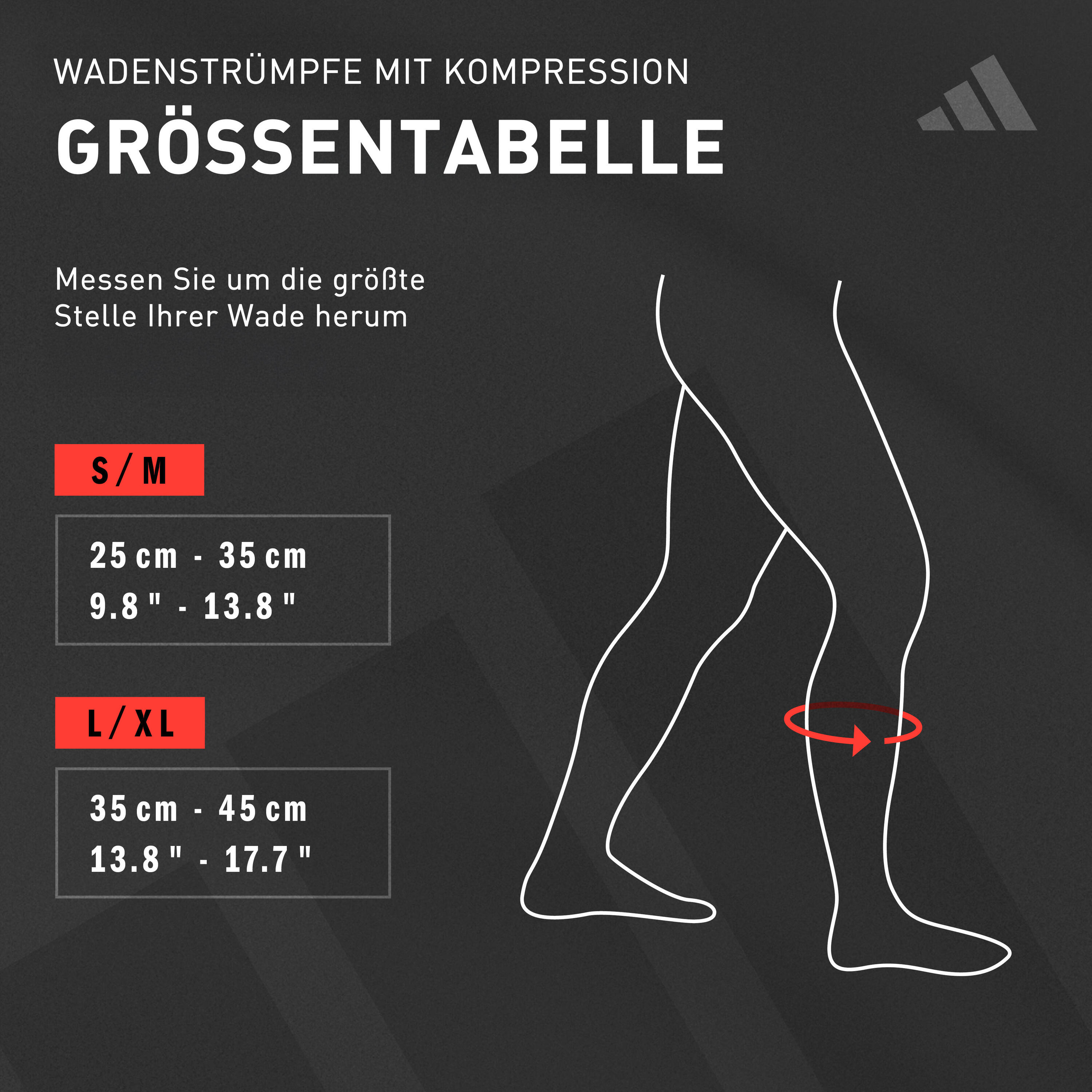 Adidas Aeroready Kompressions-Wadenärmel – Schwarz – L/XL 8/10