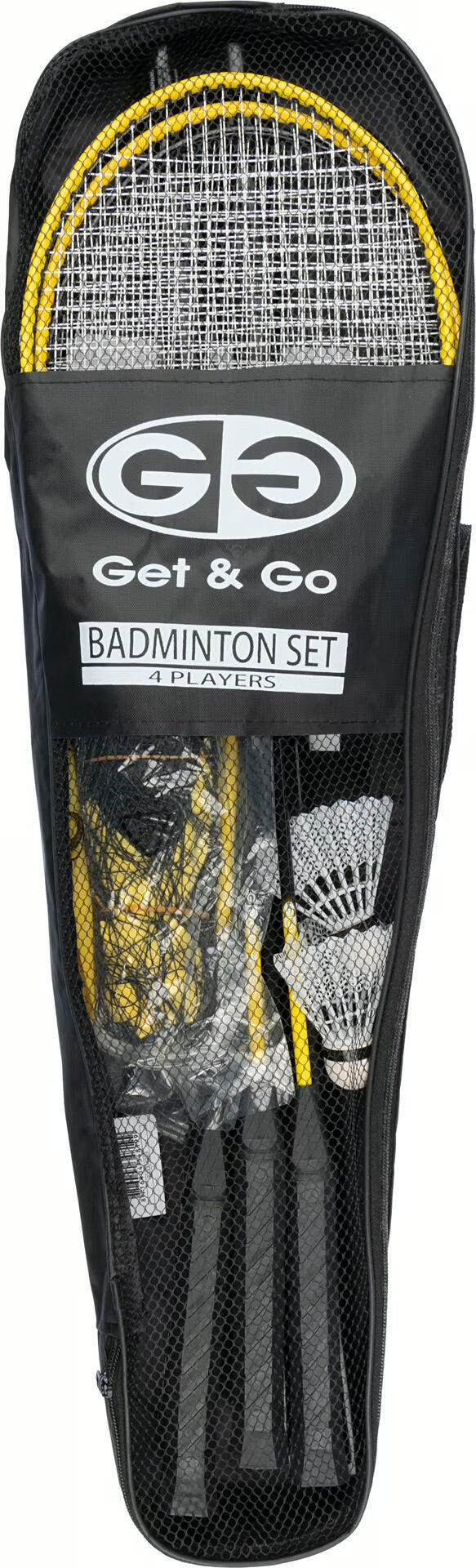 Badminton-Spielset – 4 Schläger + 2 Federbälle + Netz 2/7