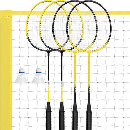 Jeu de badminton - 4 raquettes + 2 volants + filet