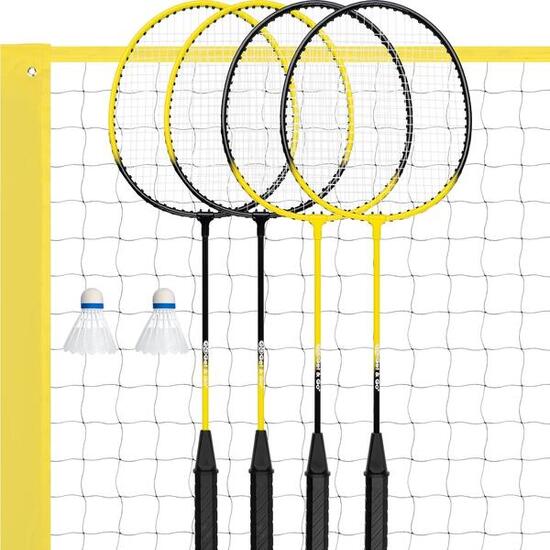 Jeu de badminton - 4 raquettes + 2 volants + filet