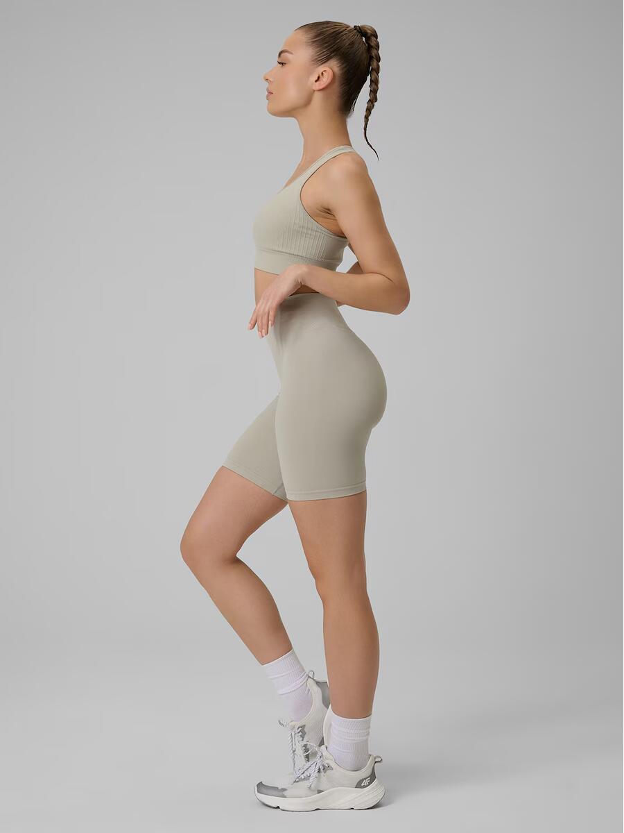 Nahtlose, hochgeschnittene kurze Laufleggings für Damen 3/7