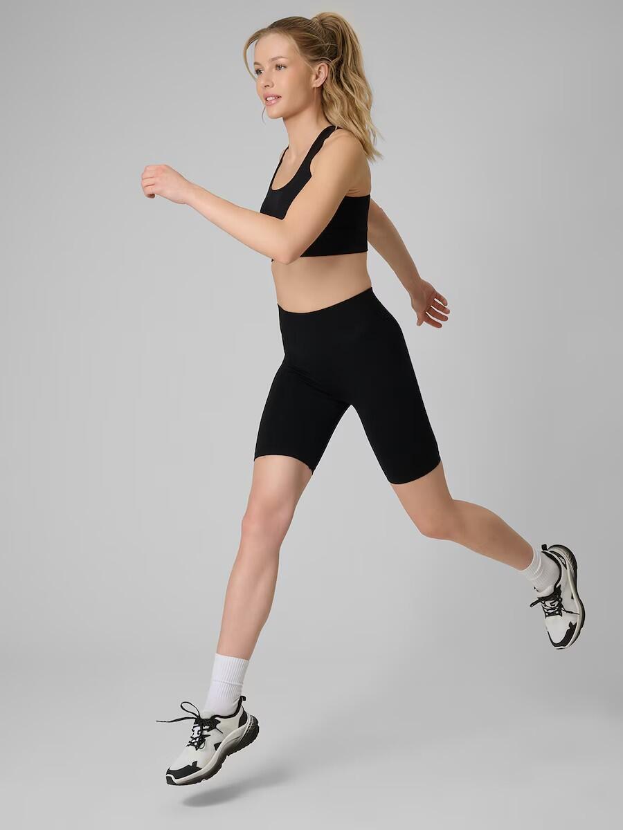 Nahtlose, hochgeschnittene kurze Laufleggings für Damen 5/7
