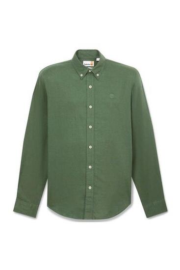 TIMBERLAND Camicia uomo slim in misto lino e cotone tortora