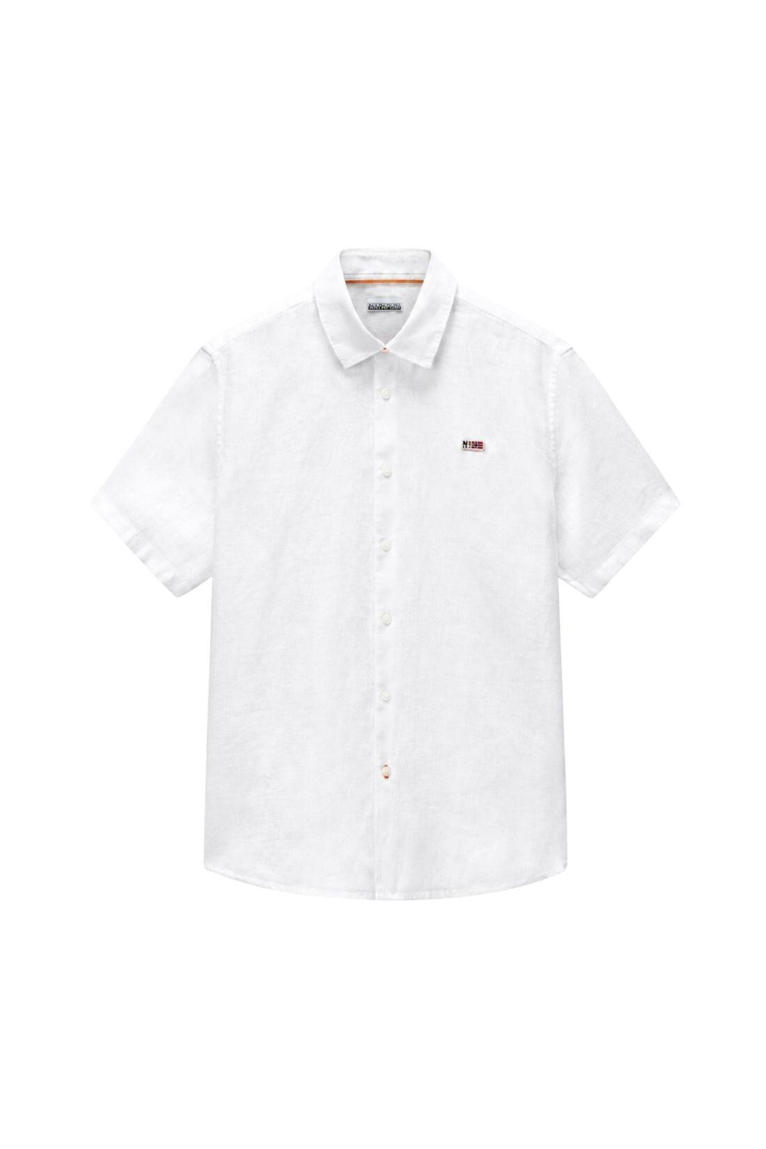 NAPAPJIRI - Camisa homem Gilbert em linho de mangas curtas - Branco - Tamanho M 2/3