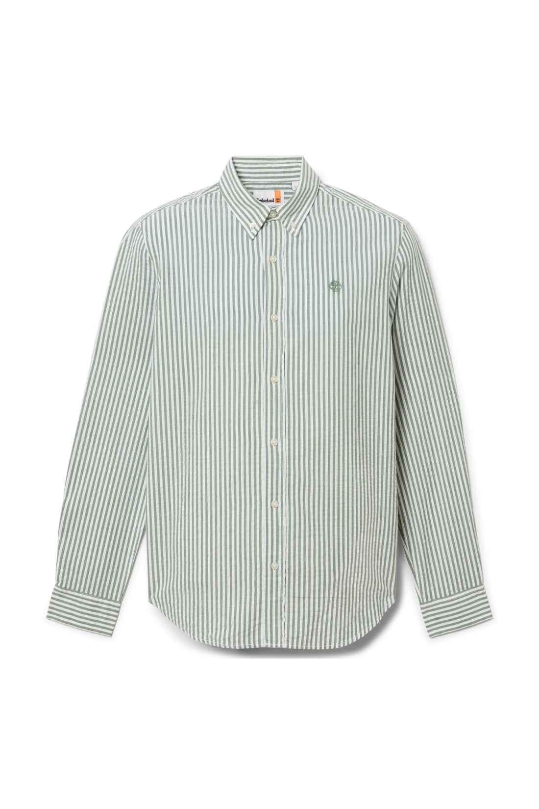TIMBERLAND Chemise homme seersucker rayée verte, taille 3XL 2/3
