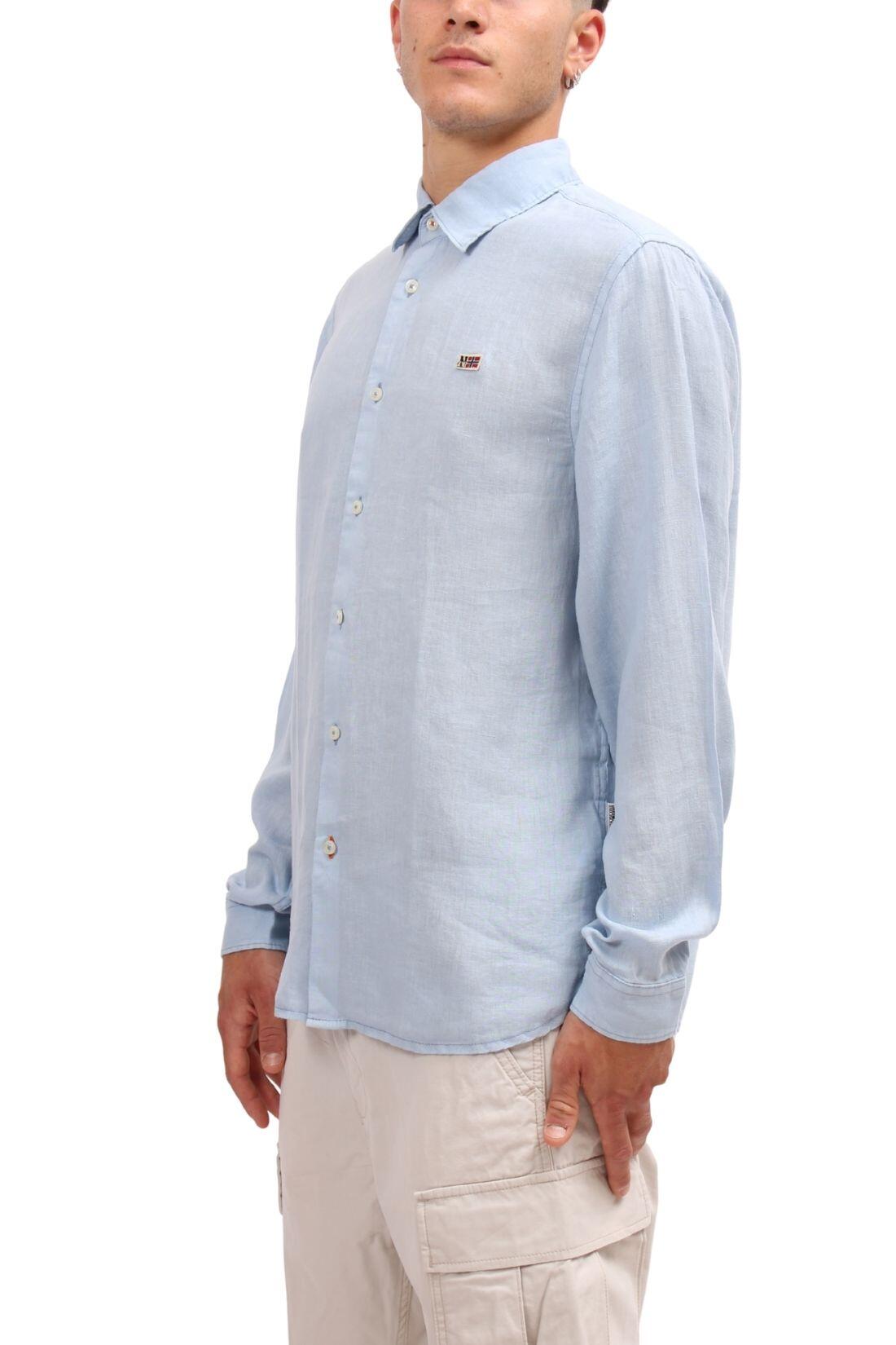 NAPAPIIRI Chemise homme Gilbert en lin bleu, taille L 2/3