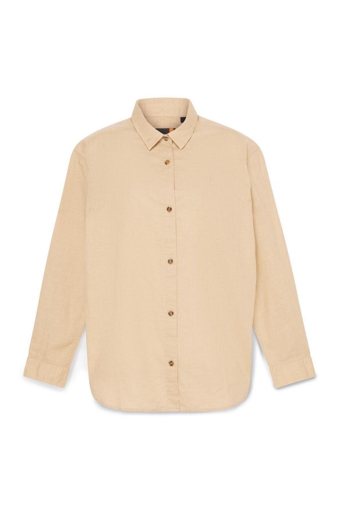 TIMBERLAND Damesoverhemd relaxed vlas-katoen M Beige 2/3