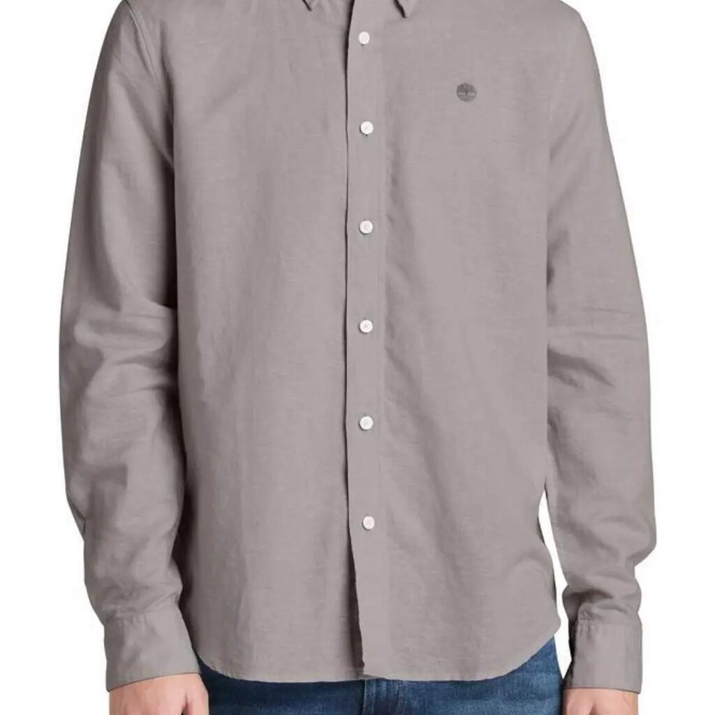 Timberland slim linen-cotton shirt - slate grey