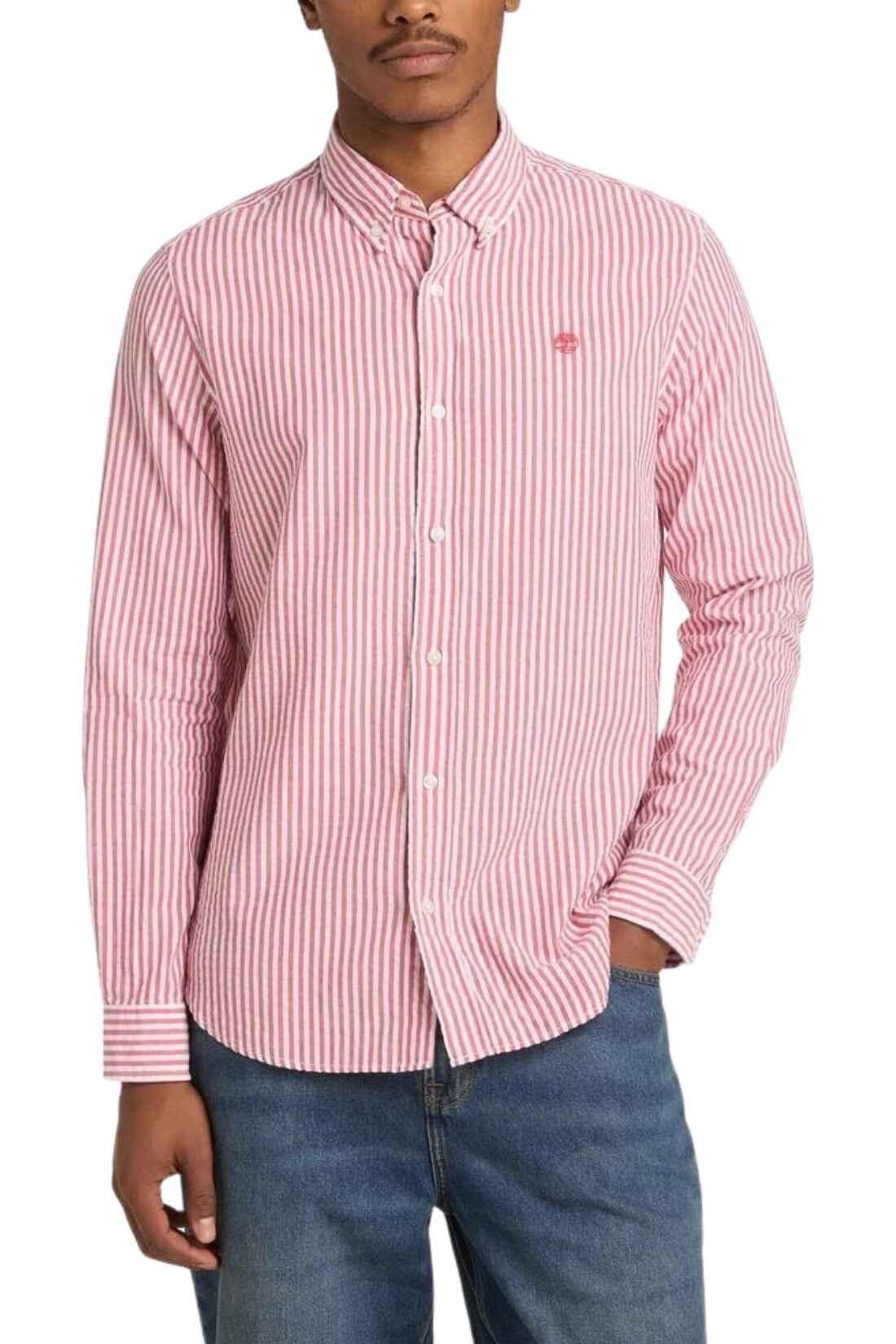 TIMBERLAND - Chemise homme seersucker rayée rouge 3XL 1/3