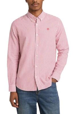TIMBERLAND Camicia uomo righe seersucker 100% cotone rossoS
