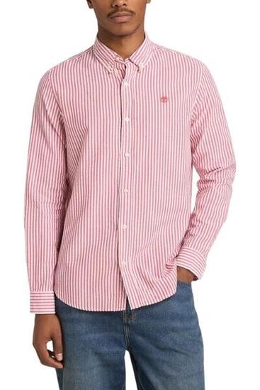 TIMBERLAND Camicia uomo righe seersucker 100% cotone rossoS