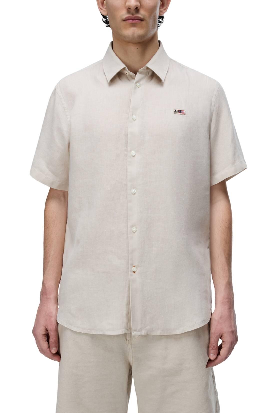 NAPAPIJRI Chemise homme Gilbert en lin, manches courtes, blanc, taille S 1/3