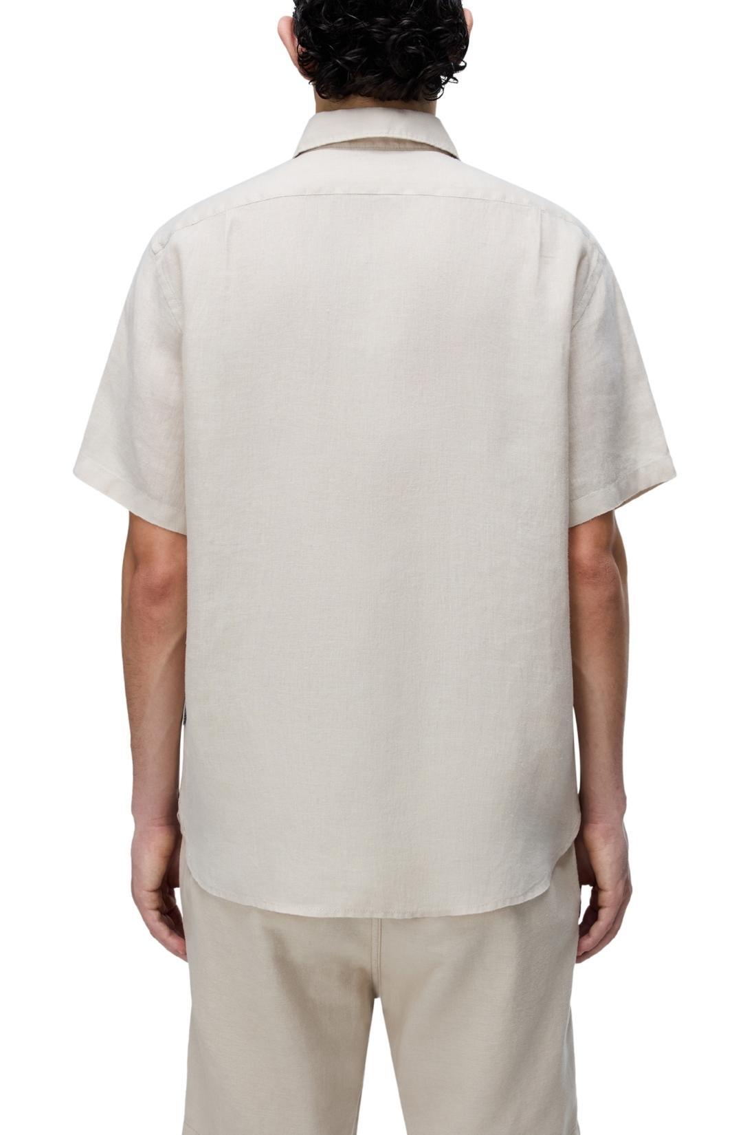 NAPAPJIRI Chemise homme Gilbert en lin, manches courtes, blanc, taille 3XL 3/3