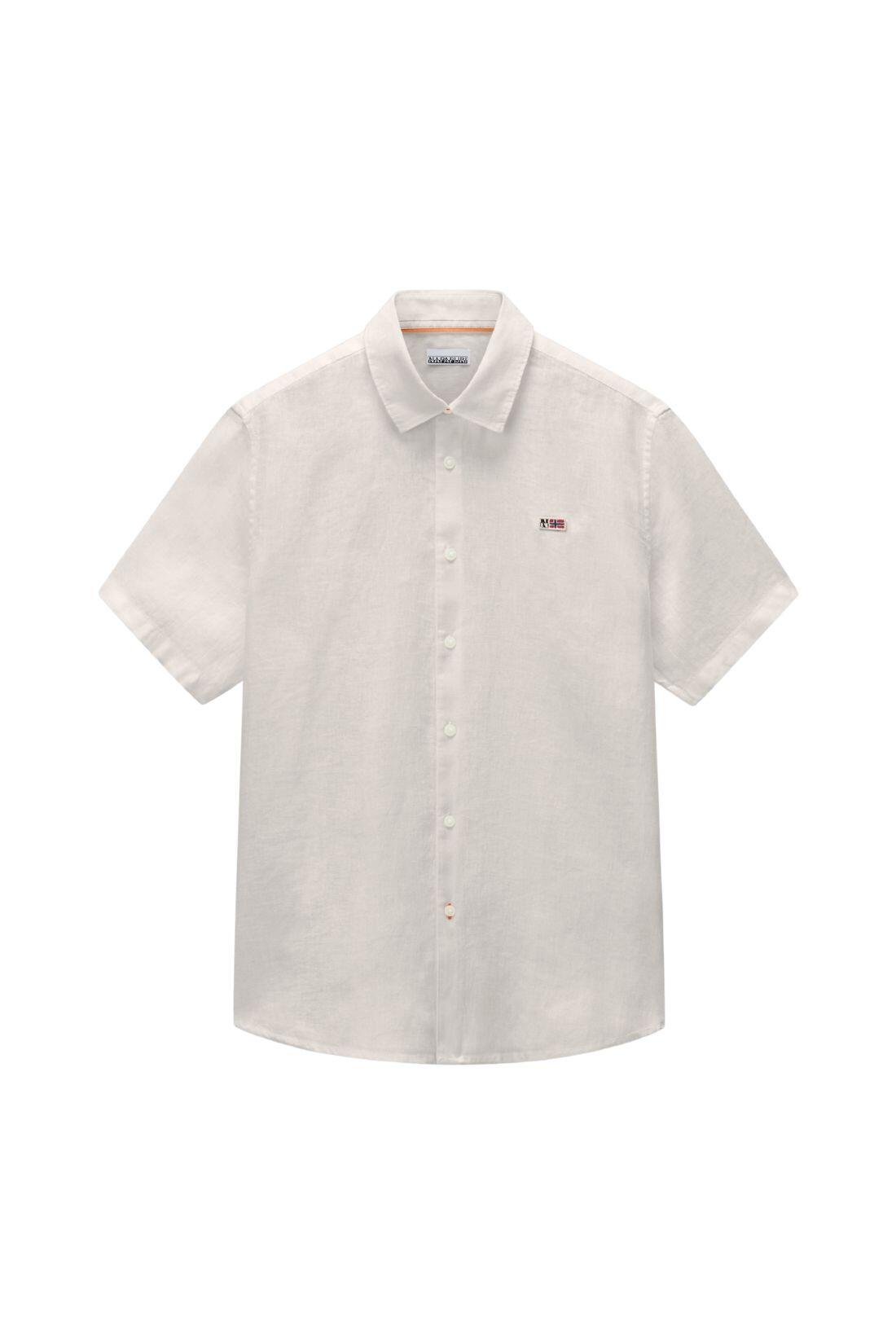 NAPAPJIRI Chemise homme Gilbert en lin, manches courtes, blanc, taille 3XL 2/3
