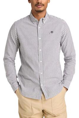 TIMBERLAND - Camicia uomo a righe in seersucker taglia S colore Grigio