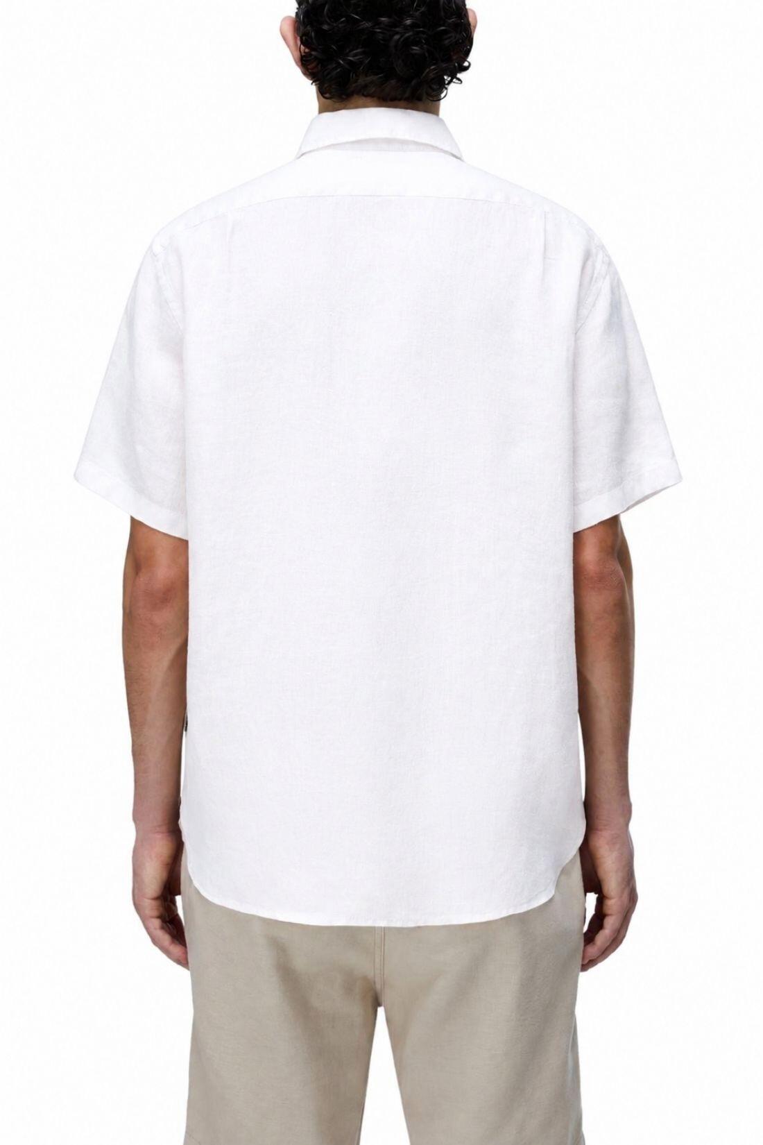 NAPAPJIRI Chemise homme Gilbert en lin, manches courtes, blanc, XL 3/3