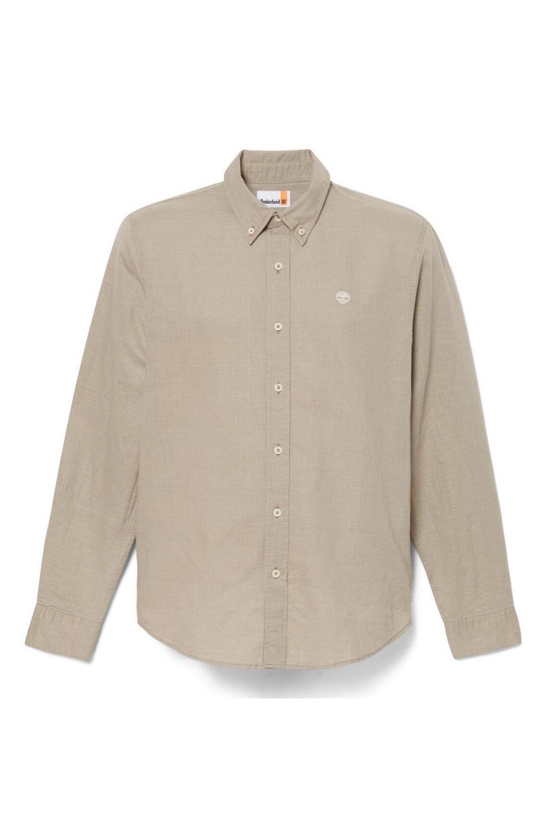 TIMBERLAND - Slim mannenoverhemd van linnen-katoen, taupe, maat 3XL 2/3