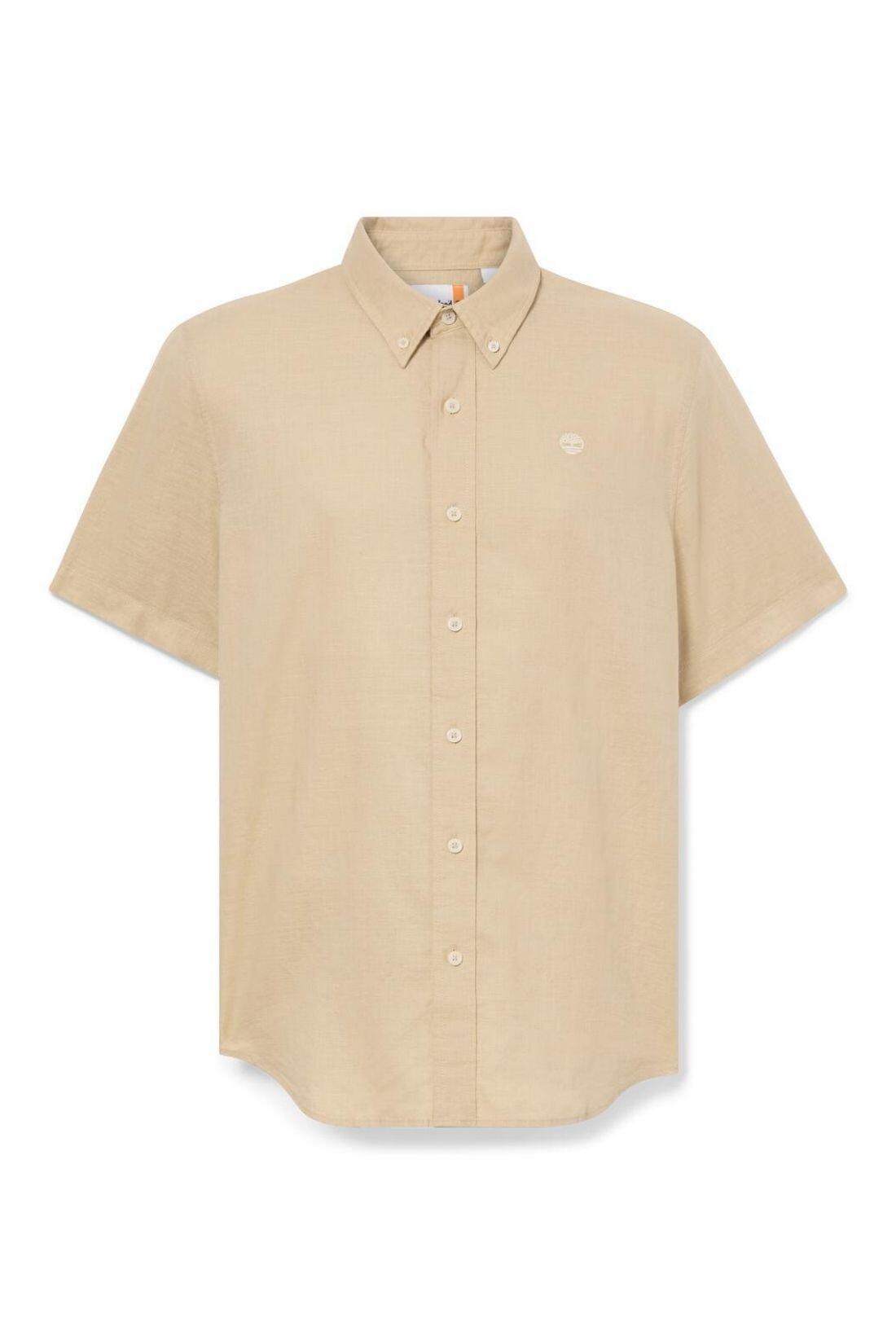 TIMBERLAND - Chemise homme slim en mélange lin et coton, vert foncé. 2/3