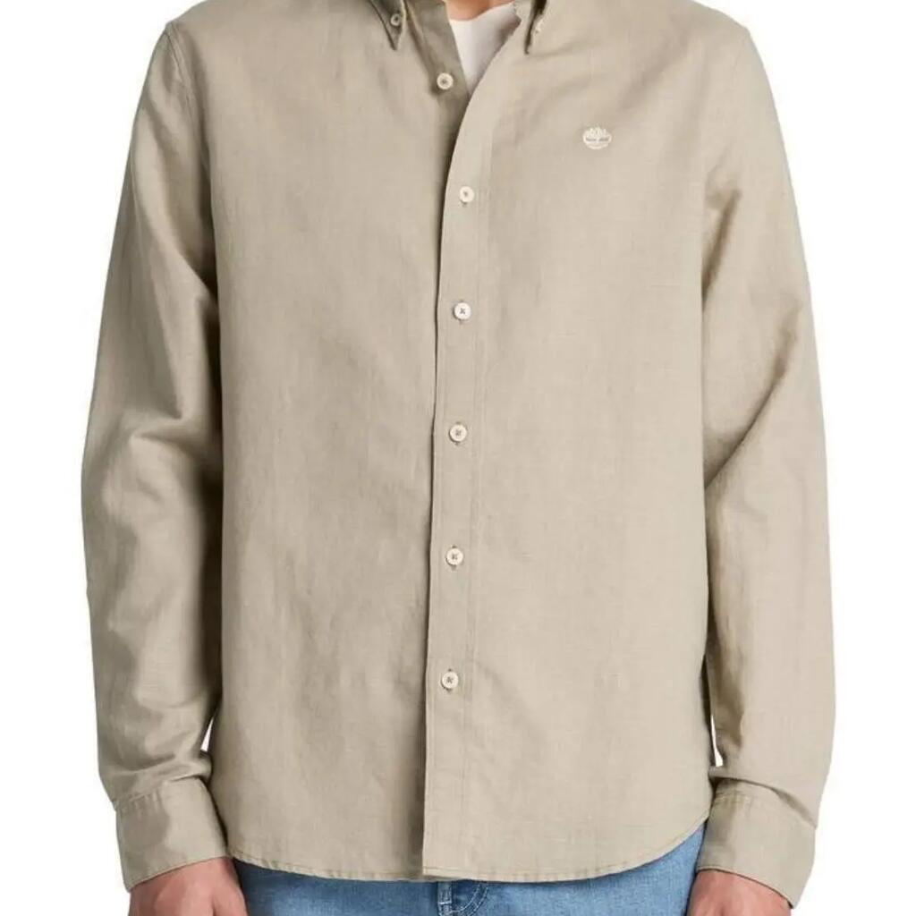 TIMBERLAND slim linen-cotton shirt slate grey