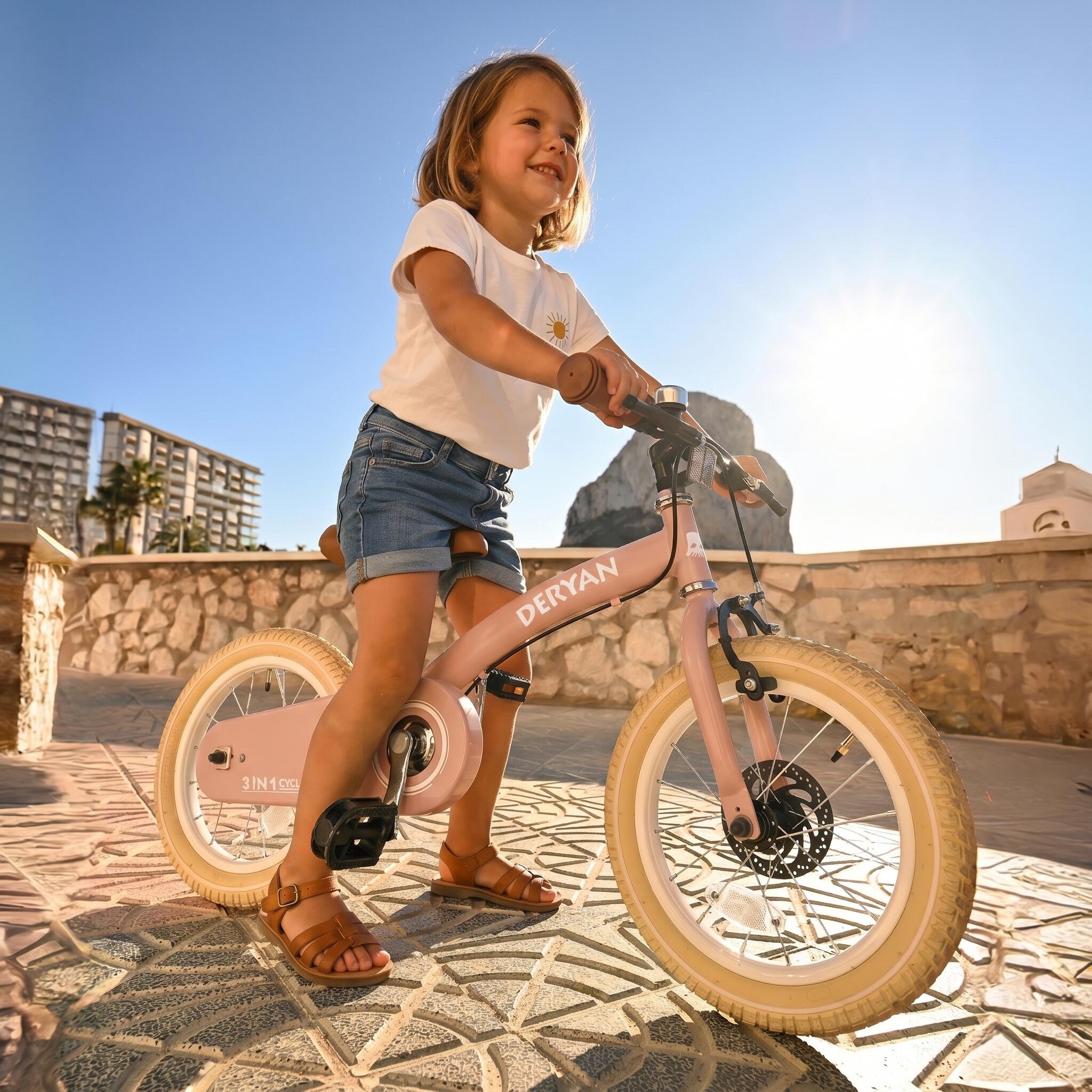 Bicicleta infantil 3 en 1 de 12 pulgadas - Bicicleta de equilibrio - Rosa 3/8