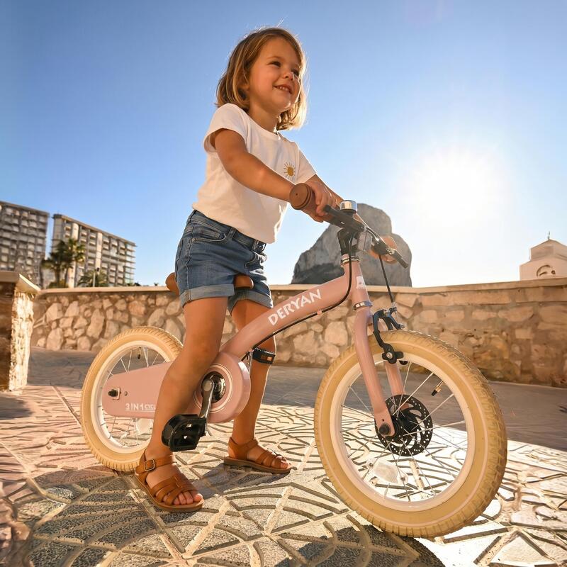 Bicicletă pentru copii 3 în 1 de 12 inch - Bicicletă de echilibru - Roz
