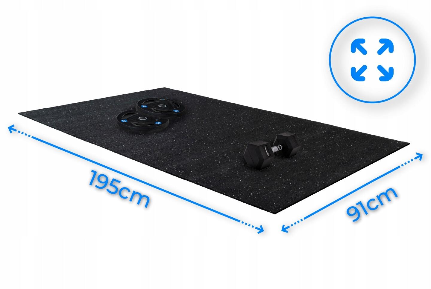 Geluiddempende beschermmat voor fitnessapparatuur 195x91 THUNDER YG-PROOF-BLACK 2/6
