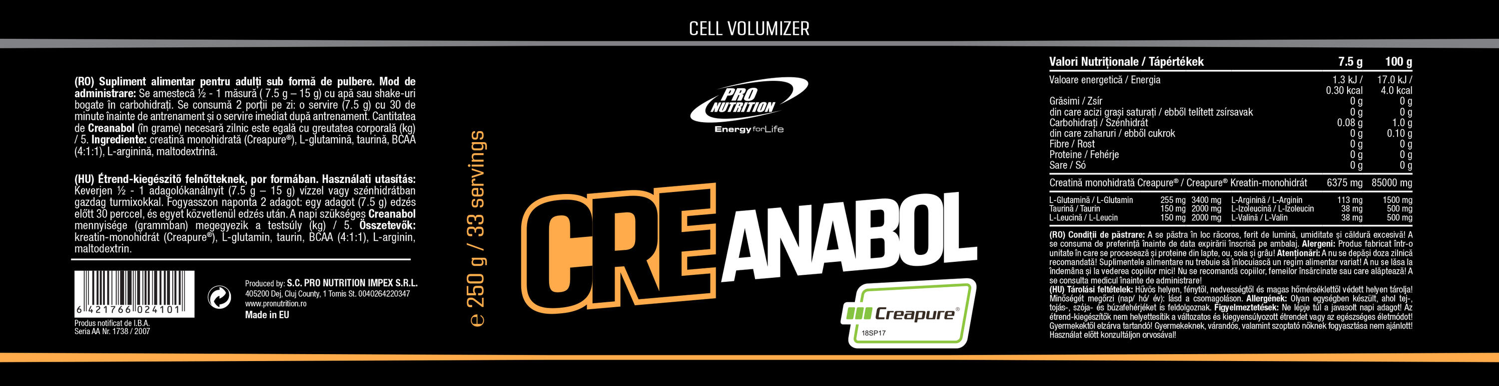 Creanabol 250 g - kreatin Creapure® 4/4