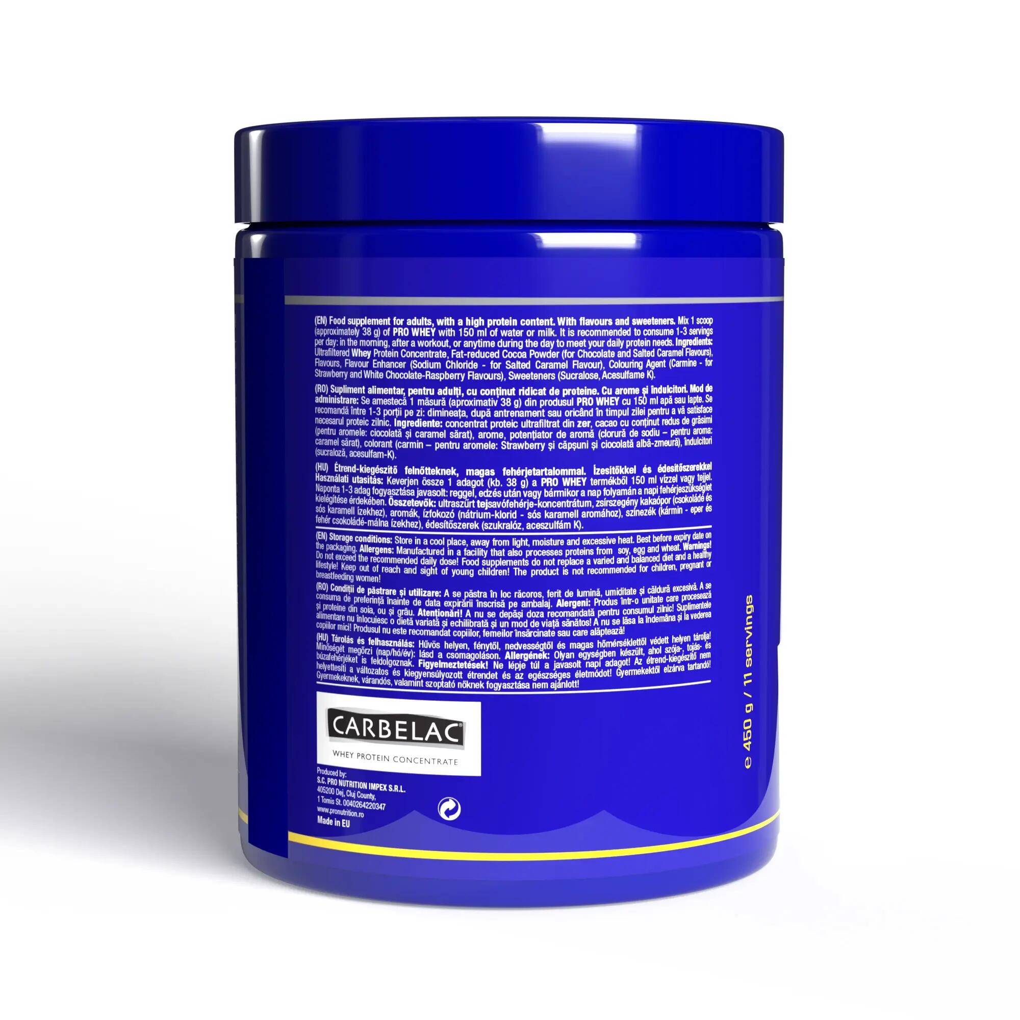 Proteine din zer concentrat, Pro Whey Ciocolată 450g 3/4