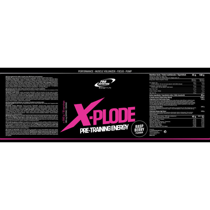 Pre-workout antrenament, X-plode Zmeura 840g