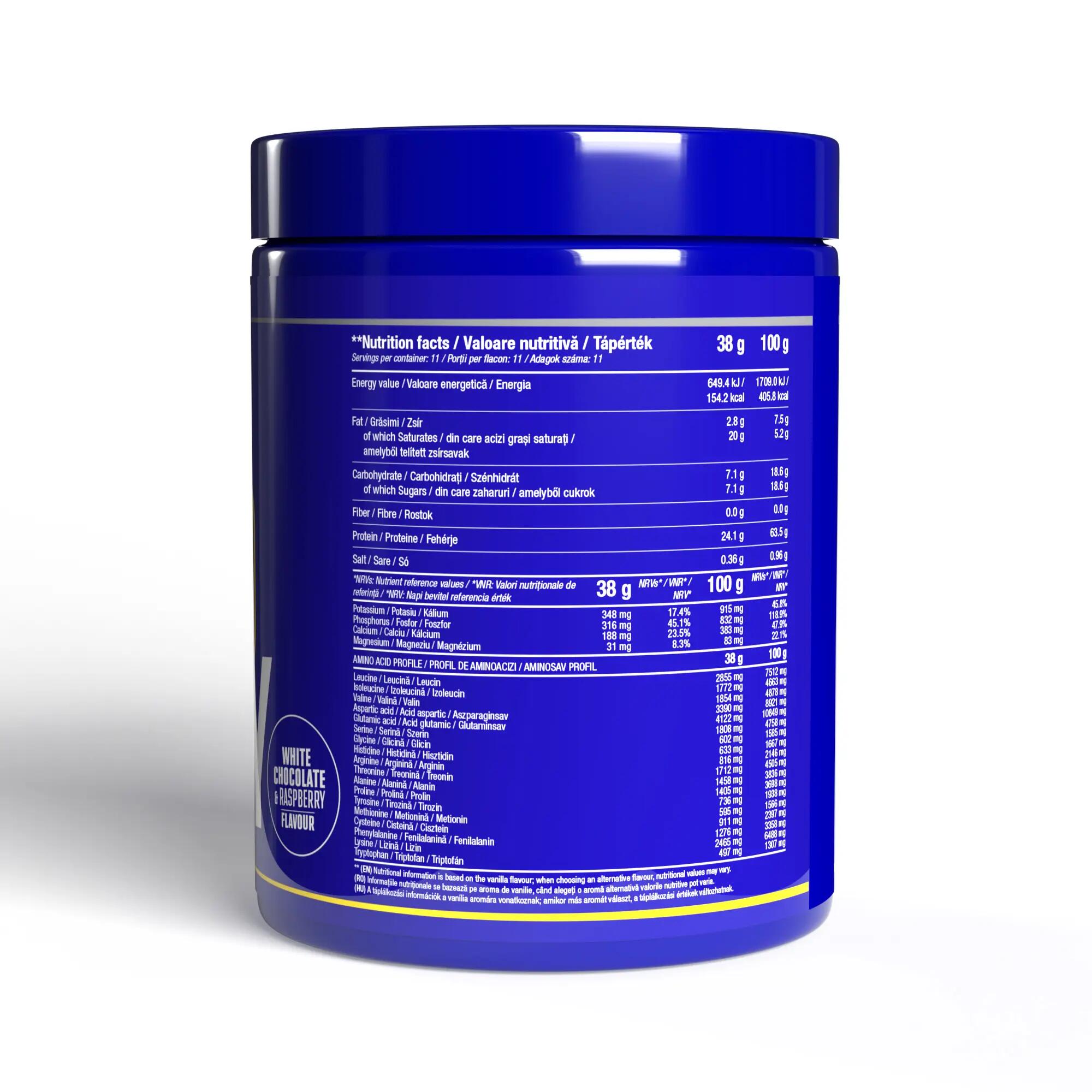Proteine din zer concentrat, Pro Whey White Chocolate Raspberry 450g 2/4