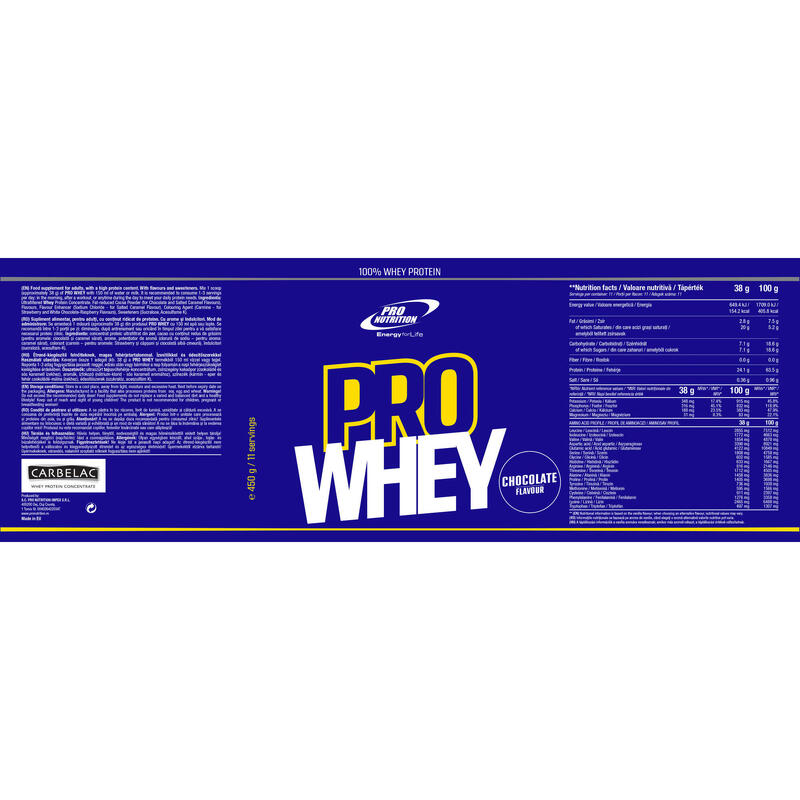 Proteine din zer concentrat, Pro Whey Ciocolată 450g