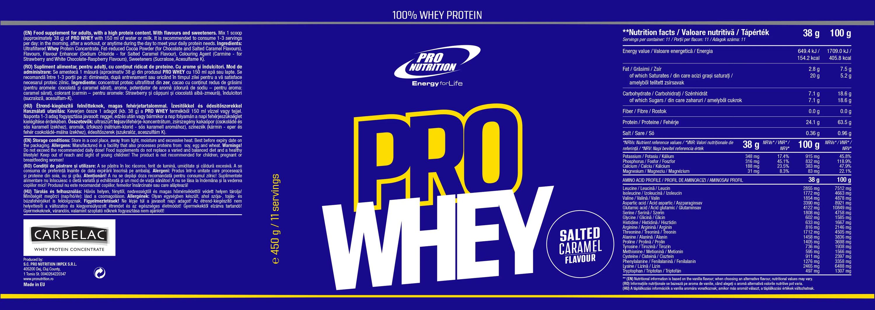 Proteine din zer concentrat, Pro Whey Salted Caramel 450g 4/4