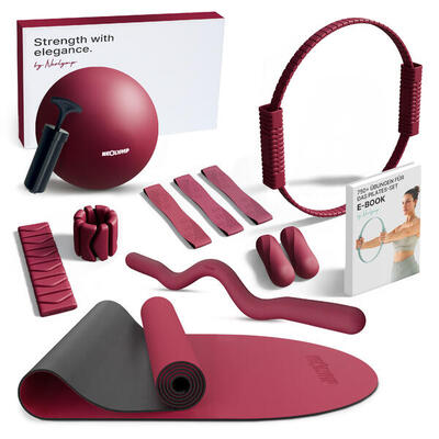Pilates pro set met sz-stang 6,8 kg, mat, ring, bal, banden & halters