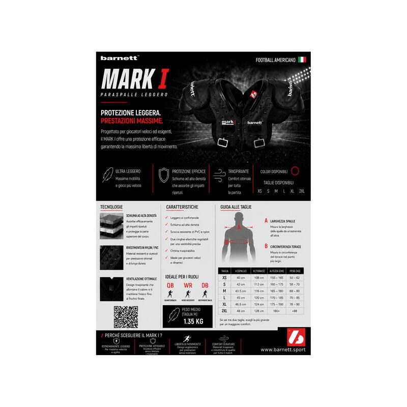Umăr MARK I 2XL pro fotbal american, negru