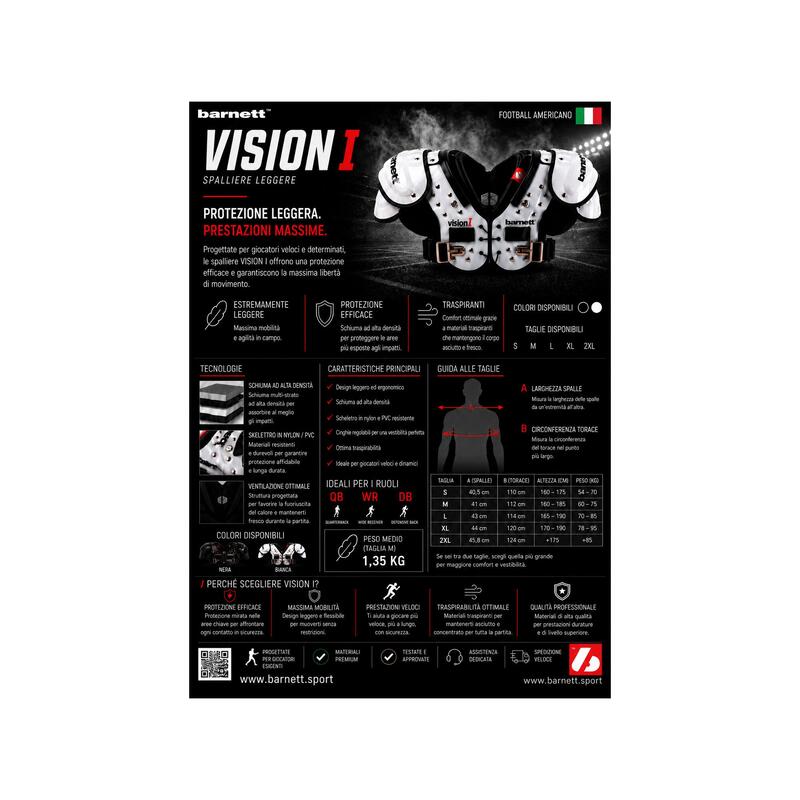 Umăr VISION I XL pentru fotbal american, negru