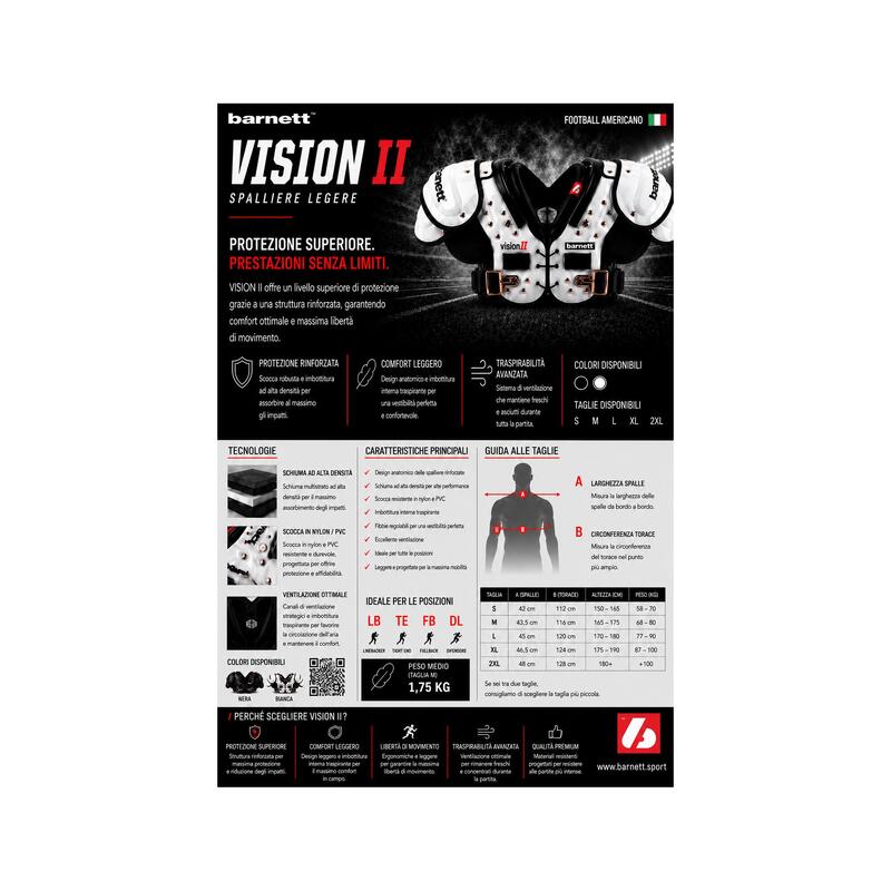 Umăr VISION II S ușor de fotbal american, negru