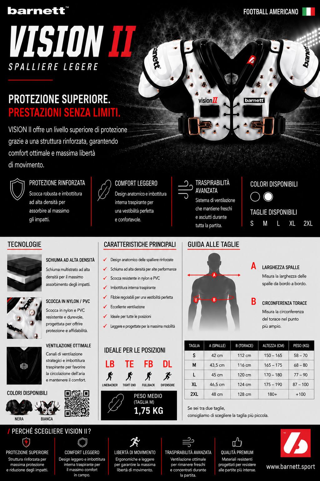VISION II épaulière de football américain light, Noir 7/7