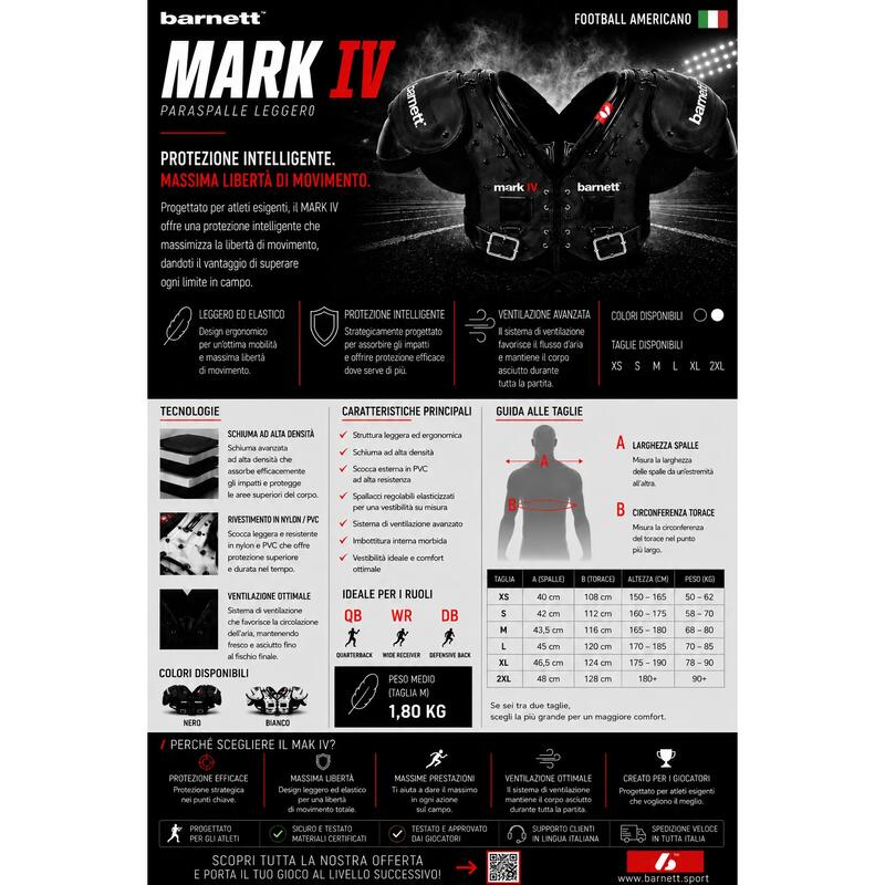 Umăr MARK IV XL pro fotbal american, negru