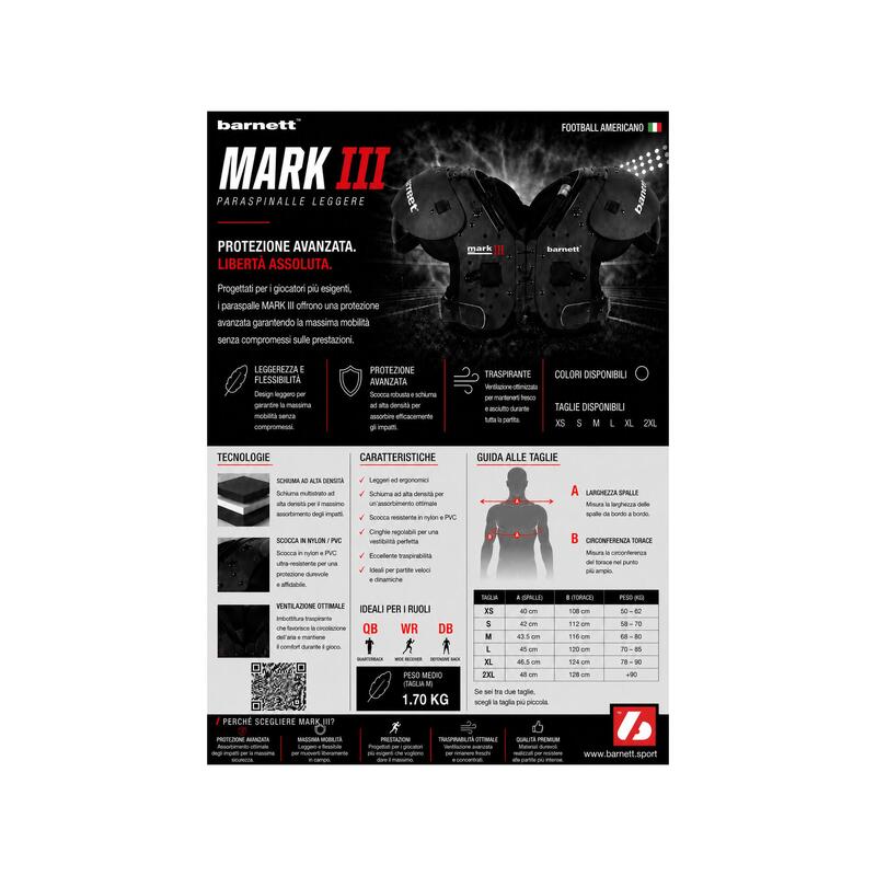 Umăr MARK III L pro pentru fotbal american, negru