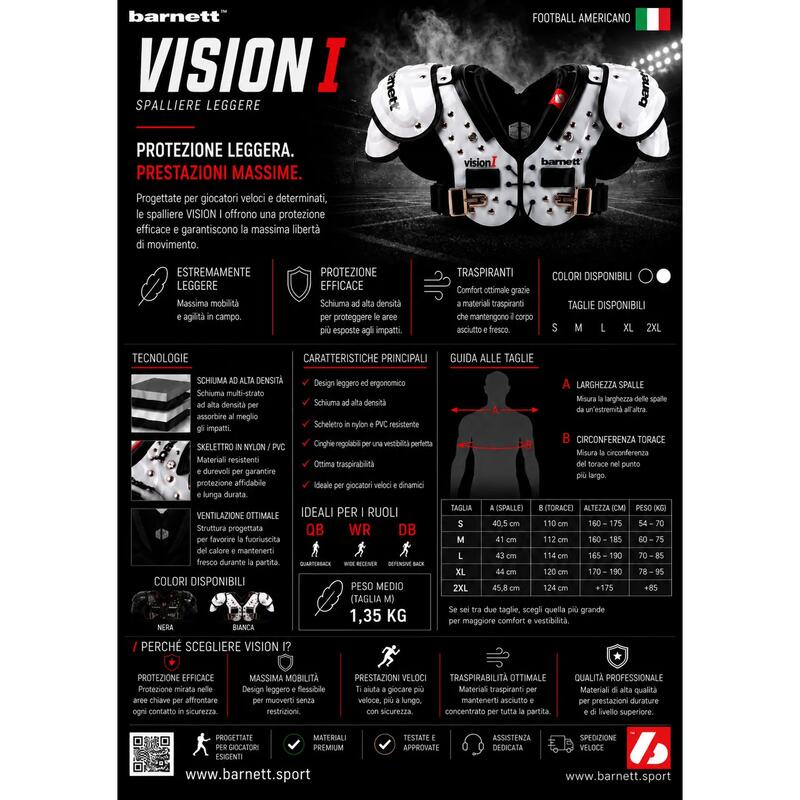 Umăr VISION I L pentru fotbal american, negru