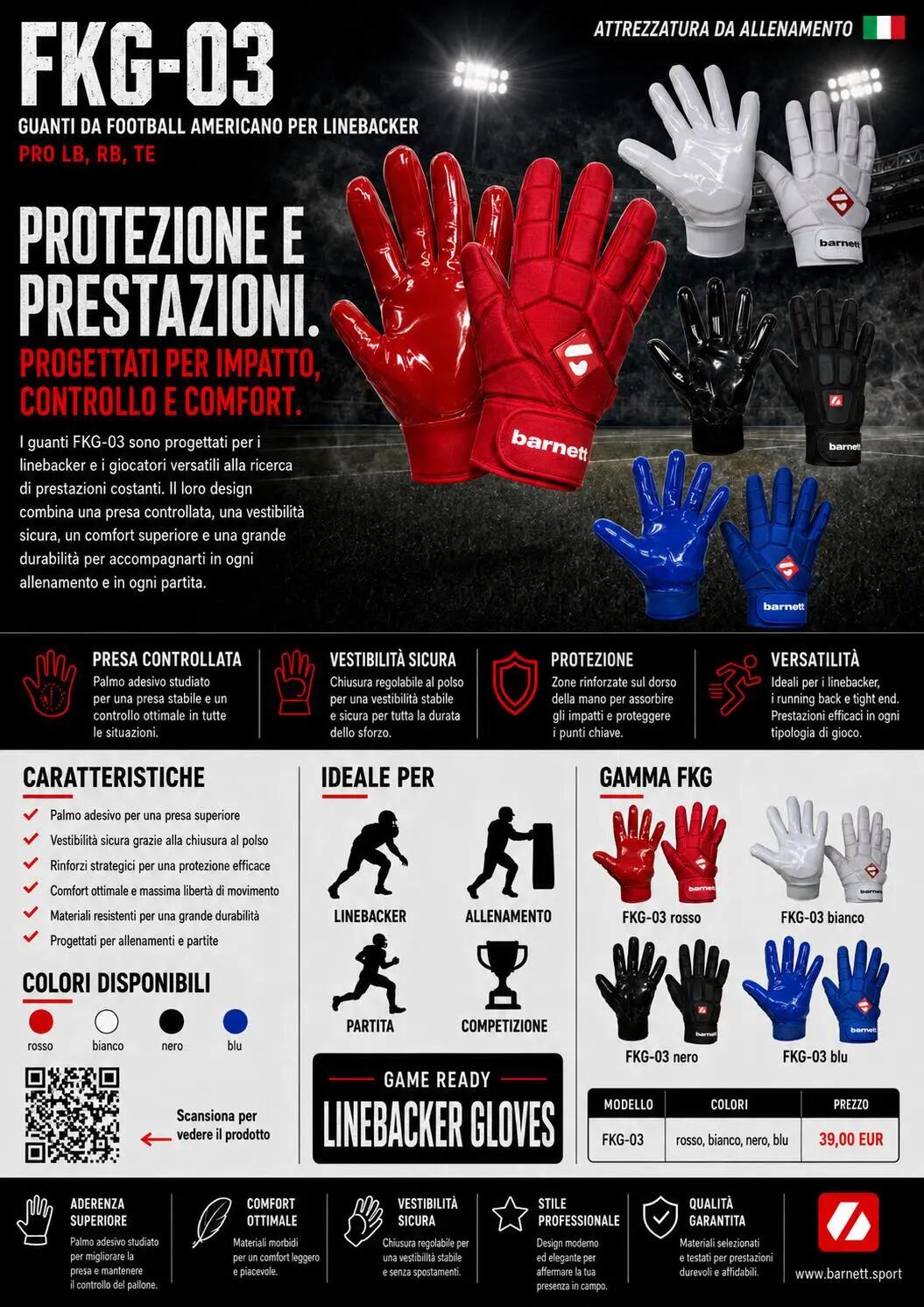 pro linebacker american football-handschoenen, LB,RB,TE Zwart FKG-03 6/7