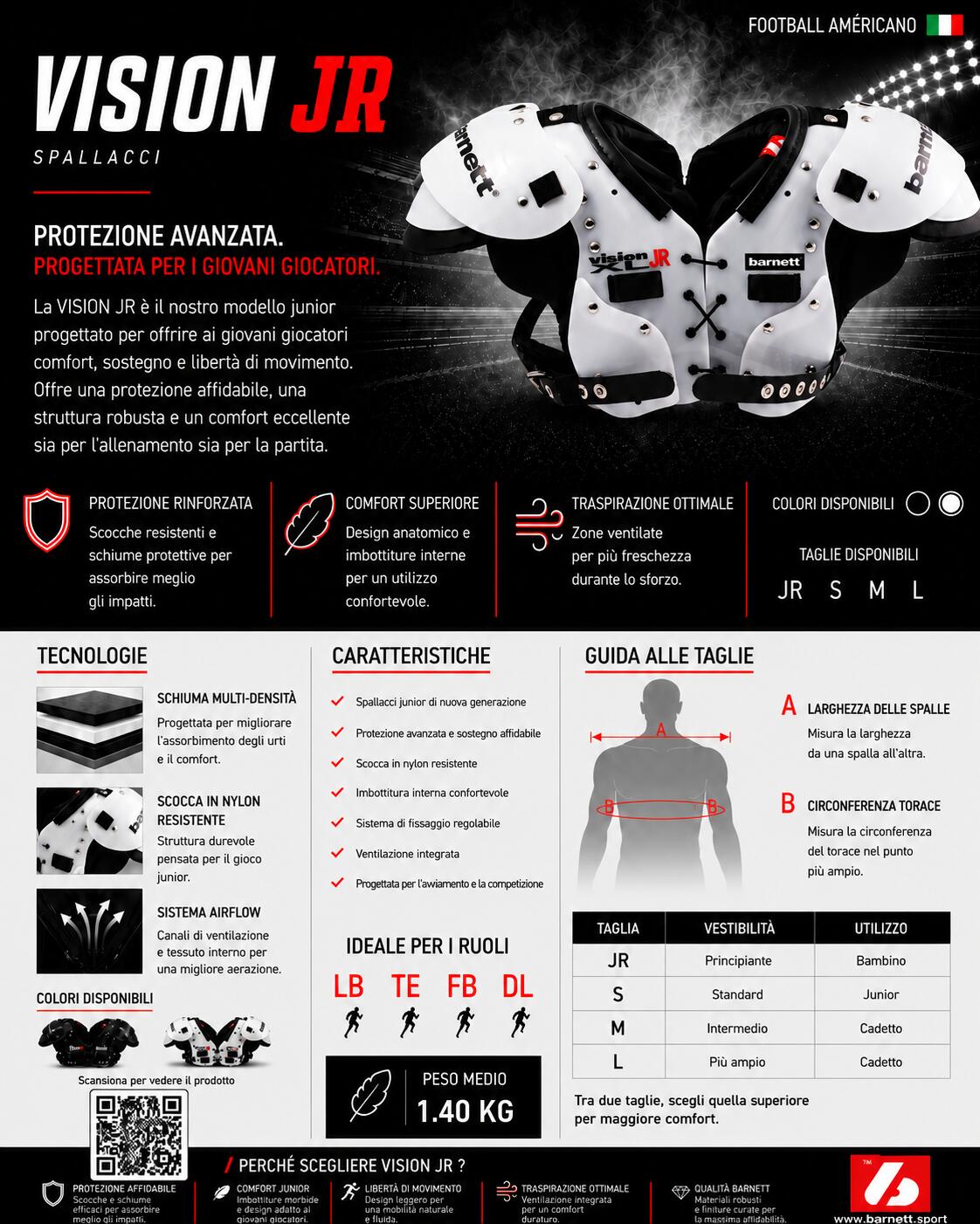 VISION JR épaulière de football américain junior/cadet 6/7